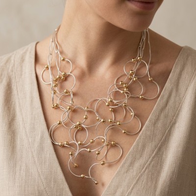Beaded Wire Statement Necklace