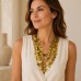 Gold Layered Hammered Disc Statement Necklace