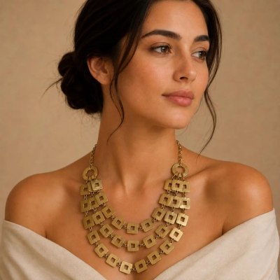 Square Multi-Strand Statement Necklace