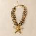 Gold Starfish Shell Statement Choker Necklace