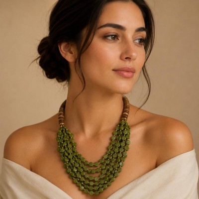 Layered Boho Beaded Statement Necklace