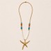 Gold Starfish Shell Long Statement Necklace
