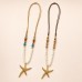 Gold Starfish Shell Long Statement Necklace