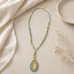 Turquoise And Gold Oval Pendant Necklace