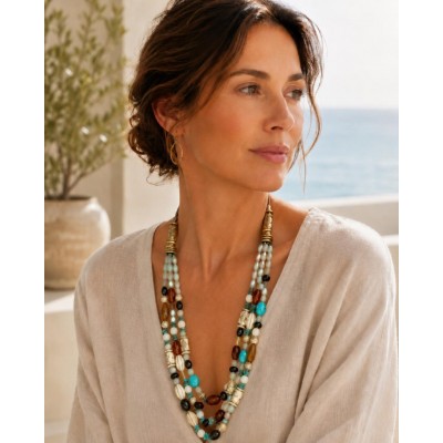 Layered Colourful Beaded Necklace