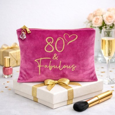 Velvet 80th Birthday Makeup Bag