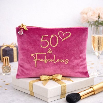Velvet 50th Birthday Makeup Bag