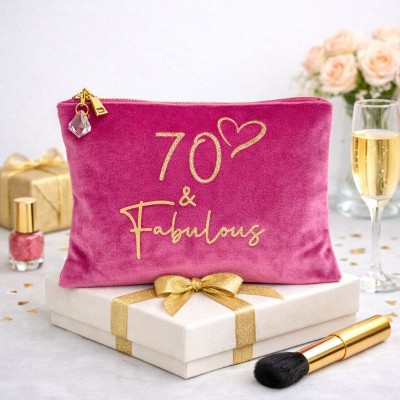 Velvet 70th Birthday Makeup Bag
