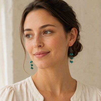 Turquoise Chip Dangle Earrings
