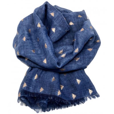 Scarf-Denim Blue Bee RG Foil