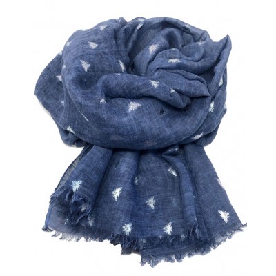 Scarf-Denim Blue Bee SIL Foil