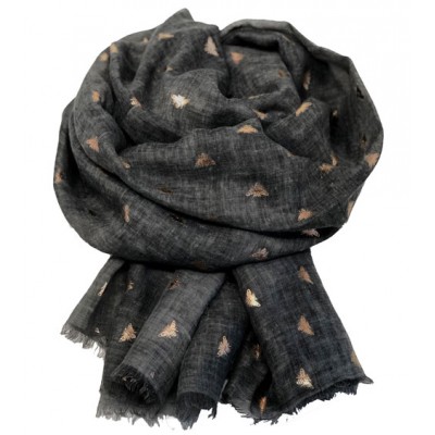 Scarf-Charcoal Bee RG Foil 