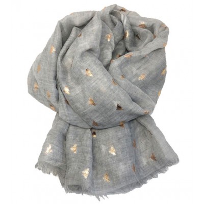 Scarf-Silver Grey Bee RG Foil