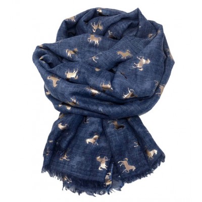 Scarf-Denim Blue Horse RG Foil