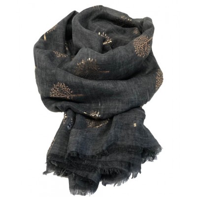 Scarf-Charcoal Mulberry Rose Gold  Foil