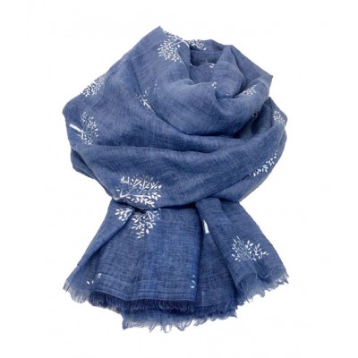 Scarf-Denim Blue Mulberry SIL Foil