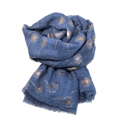Scarf-Denim Blue Dandelion RG Foil