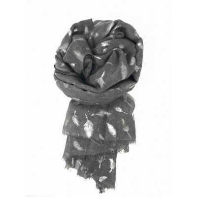 Silver Grey Feather Scarf-Silver Foil