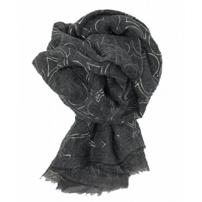 Scarf-Charcoal Grey Silver Hearts