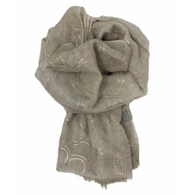 Scarf-Cream Rose Gold Hearts