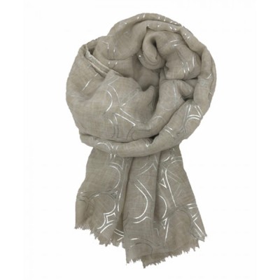 Scarf-Cream Silver Hearts