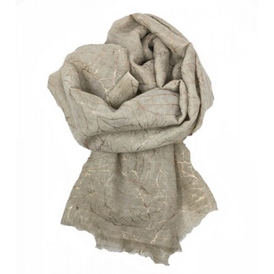 Scarf-Cream Rose Gold Leaves 