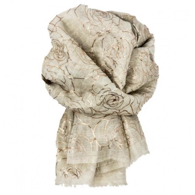 Scarf-Cream Rose Gold Roses