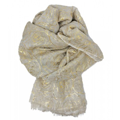 Scarf-Cream Yellow Gold Roses