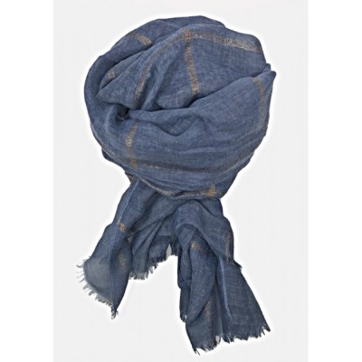 Scarf-Denim Blue Rose Gold Stripe