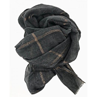 Scarf-Charcoal Grey Rose Gold Stripe