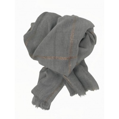 Scarf-Silver Grey Rose Gold Stripe