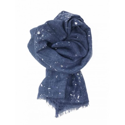 Scarf-Denim Blue Splatter