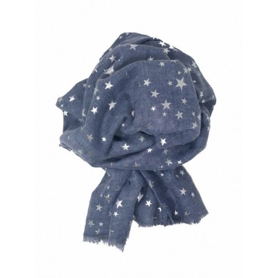 Scarf-Denim Blue Stars