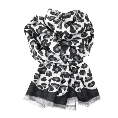 Leopard Print Reversible Blanket Scarf White/Grey Leopard Print Reversible Blanket Scarf White/Grey