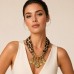 Satin Teardrop Hammered Statement Necklace